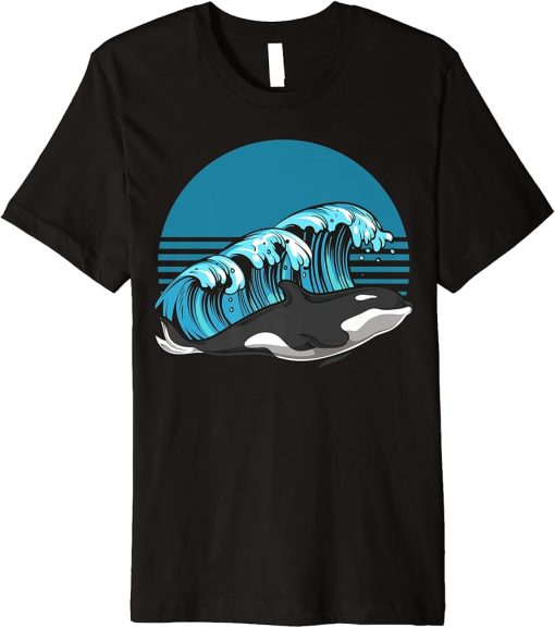 Orca Lover Ocean Animal Lover Waves Retro Killer Whale Premium T-Shirt