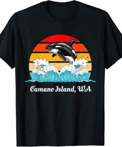 Vintage Camano Island WA Distressed Orca Killer Whale Art T-Shirt