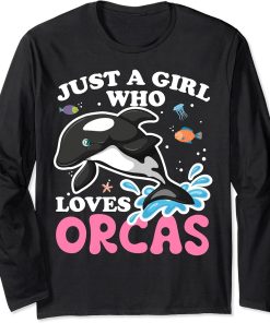 Funny Orca Lover Graphic for Women Girls Kids Whale Long Sleeve T-Shirt